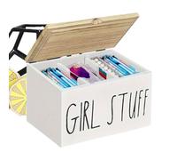 Befeixue Organizadora De Tampones Para Baño | Contenedor Con Divisores Internos | Organizador De Madera Para Tampones Y Compresas Con Tapa - Para Higiene Femenina Toallas Encimera De Baño Casa Hotel