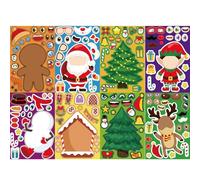 Befeixue Pegatinas de Navidad para niños, pegatinas navideñas para manualidades, 8 x Crea tus propias pegatinas navideñas, pegatinas divertidas para expresión facial para niños a partir de 4 años,