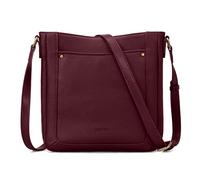 befen Bolso Bandolera de Cuero Genuino para Mujer, RFID Bolso Vintage de Hombro Ajustable para Compras, Viaje y Trabajo, Burdeos