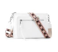 befen Bolso cruzado de piel auténtica para mujer, bolso de hombro pequeño para teléfono, bolsos elegantes para mujer con múltiples bolsillos, White
