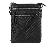 befen Bolso cruzado para mujer, de piel auténtica, con múltiples bolsillos, pequeño bolso cruzado para mujer, Chevron acolchado negro, Bolso bandolera tipo cartera