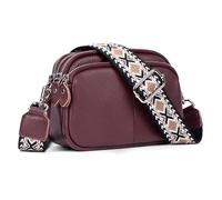 befen Bolso cruzado pequeño de piel auténtica con triple cremallera para mujer, bolso cruzado con ranuras para tarjetas de crédito
