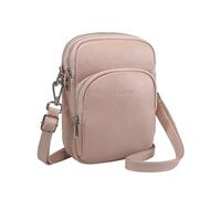 befen Bolso cruzado pequeño de piel auténtica para mujer, monederos cruzados de moda con ranuras para tarjetas de bloqueo RFID, Rosa claro