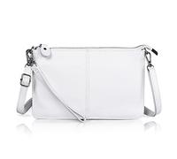 befen - Bolso de piel auténtica para mujer. pequeño bolso bandolera con ranuras para tarjetas de bloqueo RFID, Blanco, Medium