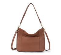 befen Bolsos bandolera de cuero genuino para mujer, bolsos de cuero retro con 2 correas para el hombro, Marrón (Cognac Brown)