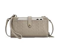 befen Bolsos cruzados de piel auténtica para mujer, bolso pequeño para teléfono, bolsos de mano RFID para mujer con 2 correas, Gris topo, 8.46 x 1.57 x 4.72 inches
