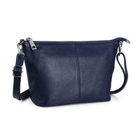 Befen Cartera de mano de cuero con correa de mano, bolsos cruzados pequeños sobre para mujer, Azul marino mediano.