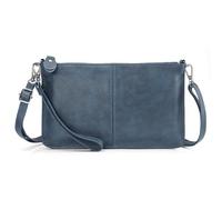 befen Pequeños bolsos cruzados de piel auténtica para mujer, cartera de mano, azul vintage