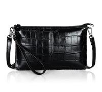 befen Pequeños bolsos cruzados de piel auténtica para mujer, cartera de mano, Piel de cocodrilo negra, S, Western