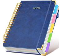 Befoore Cuaderno de piel con espiral, cuadernos grandes de piel for hombres y mujeres, cuaderno rayado estilo universitario, papel de 100 g/m², encuadernación en espiral.(Blue)
