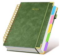 Befoore Cuaderno de piel con espiral, cuadernos grandes de piel for hombres y mujeres, cuaderno rayado estilo universitario, papel de 100 g/m², encuadernación en espiral.(Green)