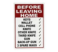 Before Leaving Home Sign, 31x21cm Retro Metal Checklist Wall Decor, Funny Reminder Sign for Living Room, Bedroom, Door, Coffee Bar, Pub, Office Decoration