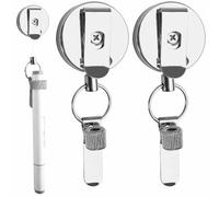 Befun Portalápices y bolígrafos retráctiles, 2 unidades, soporte robusto con clip de cinturón y llavero, cordón universal para bolígrafos para carpinteros, trabajadores, enfermeras, camareros