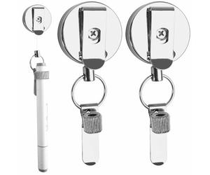 Befun Portalápices y bolígrafos retráctiles, 2 unidades, soporte robusto con clip de cinturón y llavero, cordón universal para bolígrafos para carpinteros, trabajadores, enfermeras, camareros
