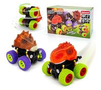Befunsol Juguetes Niños 2 Años, 2 Piezas Dinosaurios Juguetes Coches para Niños 2 3 Años con Impulsados Fricción, Monster Truck Coches Cars Camion Juguete Regalos Niños 2 3 4 5 Años