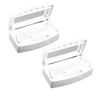 Begchy 2 cajas desinfectantes para manicura, higiénico, portátil, filtro desinfectante de alcohol, caja de limpieza, caja de limpieza