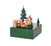 Begchy Caja de Música de Madera Tren en Movimiento Magnético Decoración Navideña Exhibición de Escritorio para el Hogar Suministros Coleccionables