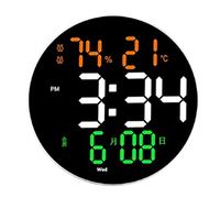 Begchy Reloj de Pared Digital de 10 Pulgadas con Pantalla LED Control Remoto Brillo Ajustable Reloj Despertador Digital/Temperatura/Calendario/Fecha