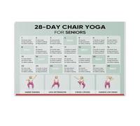 Beginner Chair Yoga Chart - 28-Day Gentle Exercise Plan Poster for Seniors, Motivational Wall Decor for Home or Office(Framed,16x24inch(40x60cm))