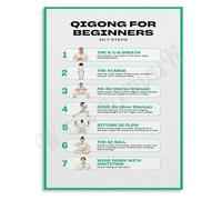 Beginner Qigong Guide Poster 7 Essential Steps for Health and Meditation Canvas Wall Decor(Unframed,16x24inch(40x60cm))