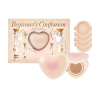 Beginner's Confession Concealer Cushion Set - Acabado de brillo al agua de alta cobertura, 1 producto principal + 4 recargas, maquillaje hidratante, regalos para mujeres (color natural)