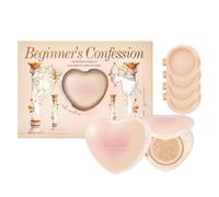 Beginner's Confession Concealer Cushion Set - Acabado de brillo al agua de alta cobertura, 1 producto principal + 4 recargas, maquillaje hidratante, regalos para mujeres (blanco marfil)
