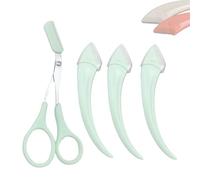 Beginner's Safety Eyebrow Razor,Stainless Steel Crescent Blade with Micro-Guard,Portable Crescent Eyebrow Makeup Trimmer, Easy Eyebrow Shaping Women Makeup Tools for Makeup Lover (3PCS-Green)