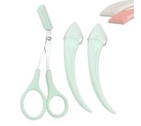 Beginner's Safety Eyebrow Razor,Stainless Steel Crescent Blade with Micro-Guard,Portable Crescent Eyebrow Makeup Trimmer, Easy Eyebrow Shaping Women Makeup Tools for Makeup Lover (2PCS-Green)