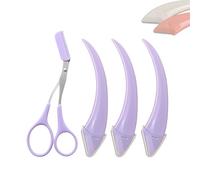 Beginner's Safety Eyebrow Razor,Stainless Steel Crescent Blade with Micro-Guard,Portable Crescent Eyebrow Makeup Trimmer, Easy Eyebrow Shaping Women Makeup Tools for Makeup Lover (3PCS-Purple)