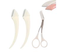 Beginner's Safety Eyebrow Razor,Stainless Steel Crescent Blade with Micro-Guard,Portable Crescent Eyebrow Makeup Trimmer, Easy Eyebrow Shaping Women Makeup Tools for Makeup Lover (2PCS-White)