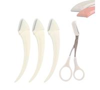 Beginner's Safety Eyebrow Razor,Stainless Steel Crescent Blade with Micro-Guard,Portable Crescent Eyebrow Makeup Trimmer, Easy Eyebrow Shaping Women Makeup Tools for Makeup Lover (3PCS-White)