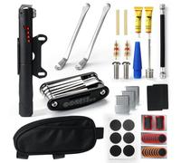 Beginreally Kit Repara Pinchazos Bicicleta, Kit Herramientas Bicicleta 16 en 1 y Mini Bomba de Aire, Kit Pinchazos Bicicleta con 18 Parches, Bolsa para Reparación Neumáticos de MTB y Carretera