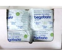 Begobaño Esponja Jabonosa Desechable. Esponja de Baño de Un Solo Uso con Gel Dermatológico e Hipoalergénico. Caja con 12 pack de 10 Unidades