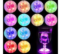 Begonia 12 posavasos LED luminosos para vasos, pegatinas iluminadas, luces de ambiente, luces autoadhesivas para botellas, posavasos de bebidas, 7 colores LED pegatinas para fiestas y bares