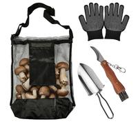 Begonia Juego de recolectores de setas, cuchillo de setas con cepillo y regla, bolsa para recoger setas, mochila plegable, cuchillo de esponja para recolectores de setas
