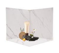 Begoniape Fondo de Doble Cara para Fotografía - Mármol y Blanco - Telón de Fondo para Fotos Planas de Alimentos, Accesorios, Cosméticos - 60x60 cm