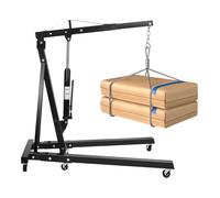 Begoniape Grúa de taller plegable, 0,5 T/1 T/1,5T/2T Posiciones ajustables, 2000 kg, elevador hidráulico de motor de acero al carbono, 6 ruedas giratorias de hierro, distancia entre ganchos de 210 cm