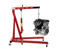 Begoniape Grúa de taller plegable con 4 posiciones ajustables, 2000 kg, elevador de motor de acero al carbono, 6 ruedas giratorias de hierro, distancia máxima de gancho de 210 cm desde el suelo, color