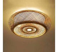 Begoniape Lámpara de techo retro de bambú, 3 luces, País País, Boho, tejida a mano, lámpara LED de madera, 50 x 16 cm, lámpara colgante de ratán para LED/bombilla/lámpara fluorescente