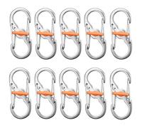Begpoee 10 Piezas de Mosquetón en Forma de S, S Acero Inoxidable Mosquetón, Mosquetones en S Para Camping, Para Montañismo, Senderismo y Ciclismo(Plateado + Naranja)