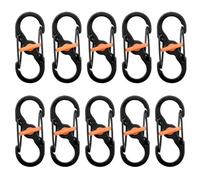 Begpoee 10 Piezas de Mosquetón en Forma de S, S Acero Inoxidable Mosquetón, S Forma Mosquetón Pequeño, Mosquetones en S Para Camping, Para Montañismo, Senderismo y Ciclismo(Negro + Naranja)