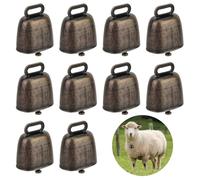 Begpoee 10 Piezas Vintage Campana Vaca, Campana de Bronce Ovejas, Cencerros de Metal Mini Campanas, 35 x 24 x 37 mm, para Ganado, Vacas, Caballos y Ovejas(Bronce Verde)