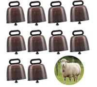 Begpoee 10 Piezas Vintage Campana Vaca, Campana de Bronce Ovejas, Cencerros de Metal Mini Campanas, 35 x 24 x 37 mm, para Ganado, Vacas, Caballos y Ovejas(Bronce Rojo)