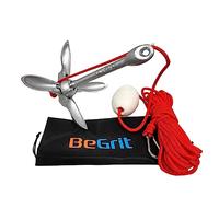 BeGrit Ancla Kayak 1,5kg Kit de Ancla Barco Plegable Pequeña para Moto de Agua Jet Ski Anclaje Agua de Acero Zincado con Cuerda Flotante de 10m y Bolsa de Transporte para Zodiac Capa Barca