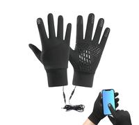 Beheizte Handschuhe Schwarz | Heizbare Winterhandschuhe für Männer Frauen Erwachsene | Wasserdichte winddichte Thermohandschuhe mit Fäustling Struktur | USB Powerbank Ladegerät Heizung