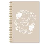 BEHIFL Cuaderno de espiral cristiano floral neutro, regalos cristianos para mujeres Faith, It Is Well With My Soul Bible Notebook diario para tomar notas, diario de notas de iglesia, 5.5 x 8.3