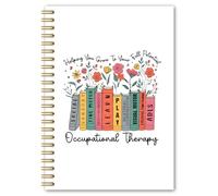 BEHIFL Cuaderno floral en espiral de terapia ocupacional, diario de regalos de terapeuta ocupacional, regalos de OT para mujeres, cuaderno inspirador de terapia OT para tomar notas, 5.5 x 8.3 pulgadas