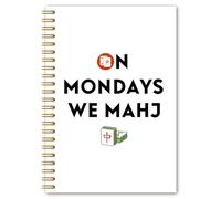 BEHIFL Funny Mahjong Spiral Notebook, Mahjong Gifts for Women Journal, Gift for Mah Jong Players Lovers Notebook, Funny on Mondays We Mahj Journal, 5.5x8.3 Inches