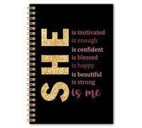 BEHIFL Inspirational Quotes Spiral Notebook, Motivational Journal for Women, Self Love Gifts for Women, Positive Affirmation Gifts, She Is Me Inspirational Notebook Journal, 5.5x8.3 Inches