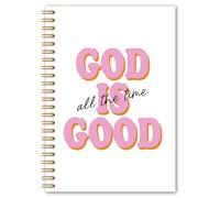 BEHIFL Pink Christian Spiral Notebook, God Is Good All the Time Bible Verse Journal, Christian Gifts for Women Faith, Church Notes Notebook, Religious Scripture Journal, 5.5x8.3 Inches